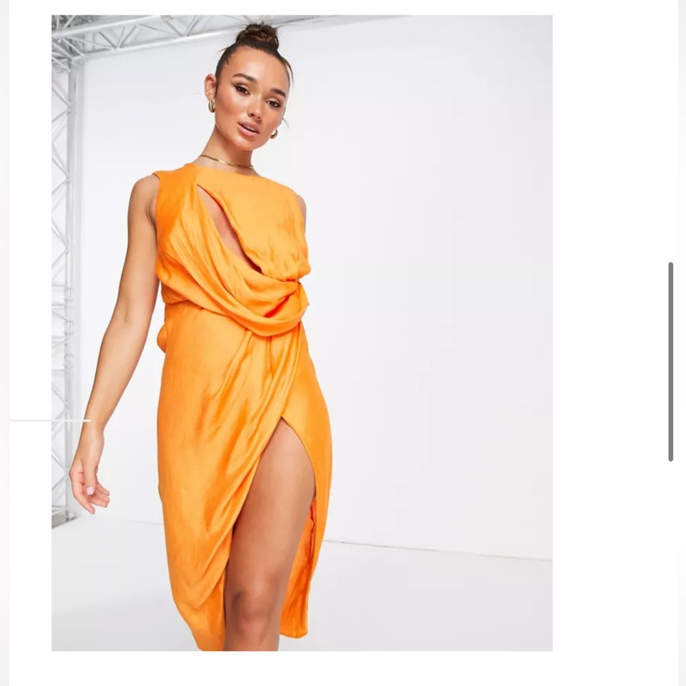 Orange drape dress. ASOS. Never worn. With Tags